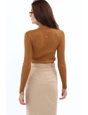 Bluza cu guler cu nervuri, caramel 0329 - Magazin online - Boutique